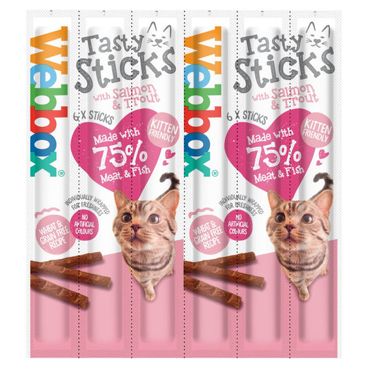 Webbox Tasty Sticks with Salmon & Trout 6 Semi-Moist Tasty Treats (6pk × 12 × 1)