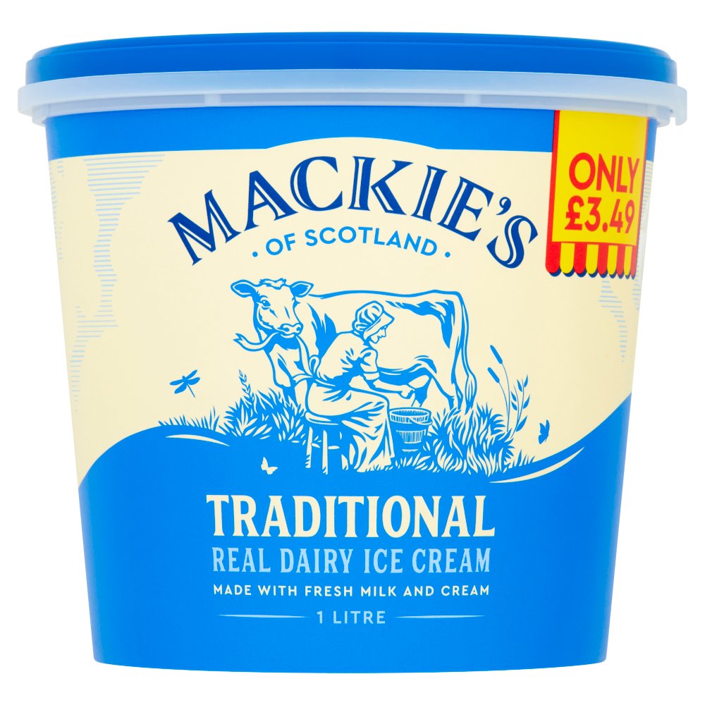 Mackie's of Scotland Traditional Real Dairy Ice Cream £3.49 (1Ltr × 6)