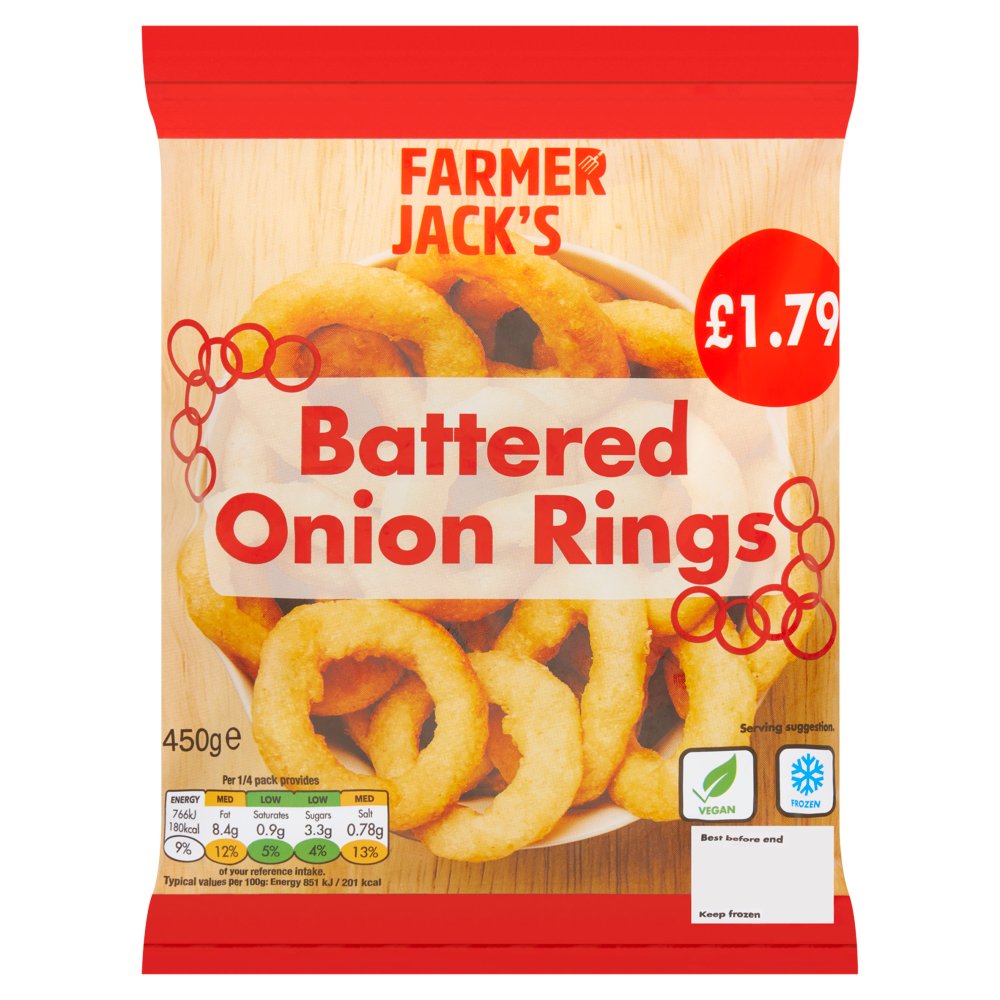 Farmer Jack's Battered Onion Rings (450g × 8)