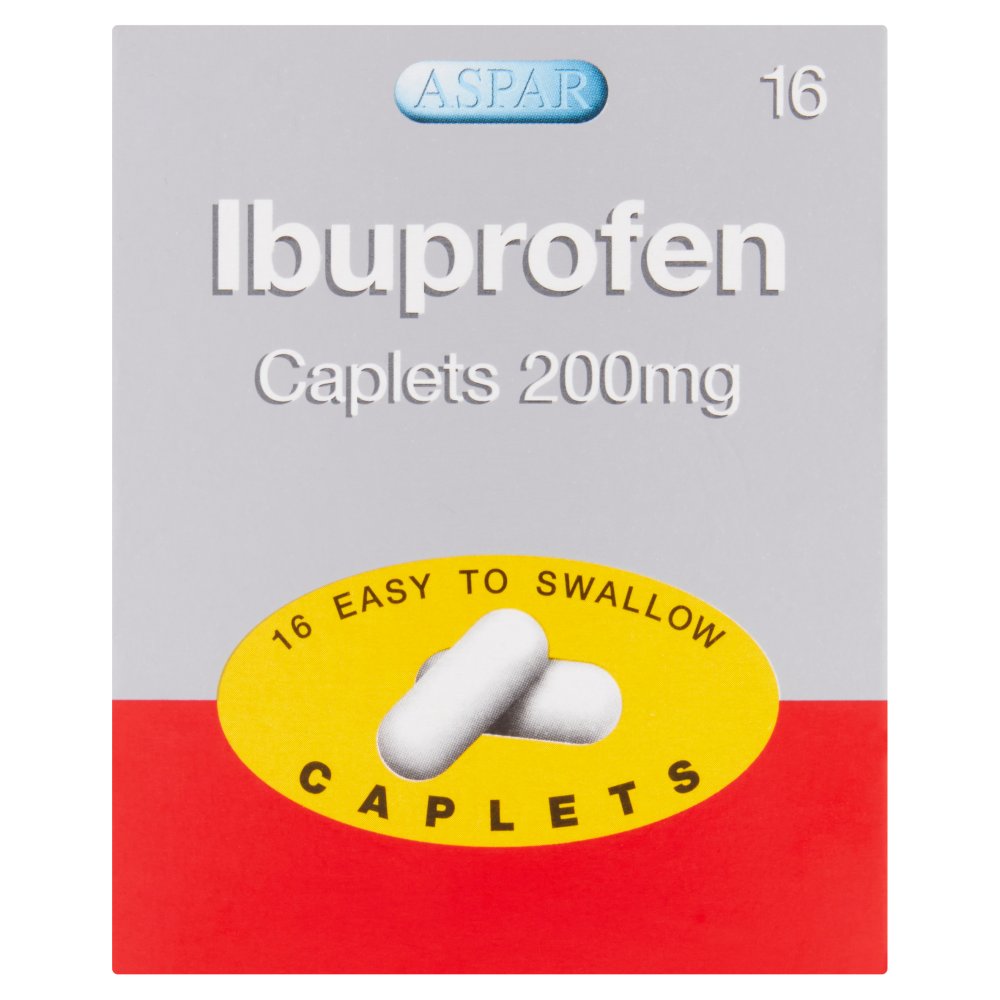 Aspar Ibuprofen Caplets 200mg 16 Caplets (16s × 12 × 12)