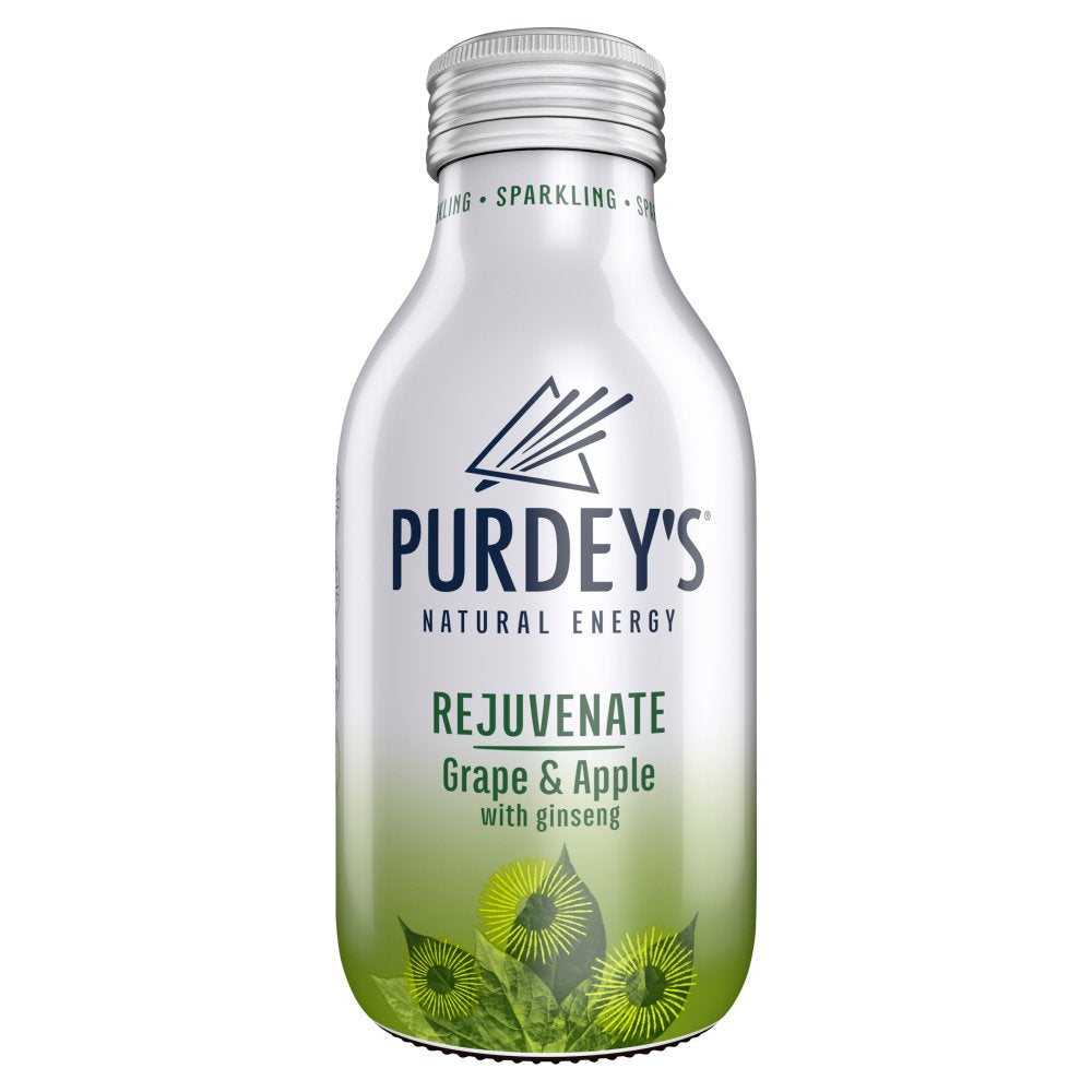 Purdey's Natural Energy Rejuvenate Sparkling Grape & Apple with Ginseng Bottle (330ml × 12 × 1)