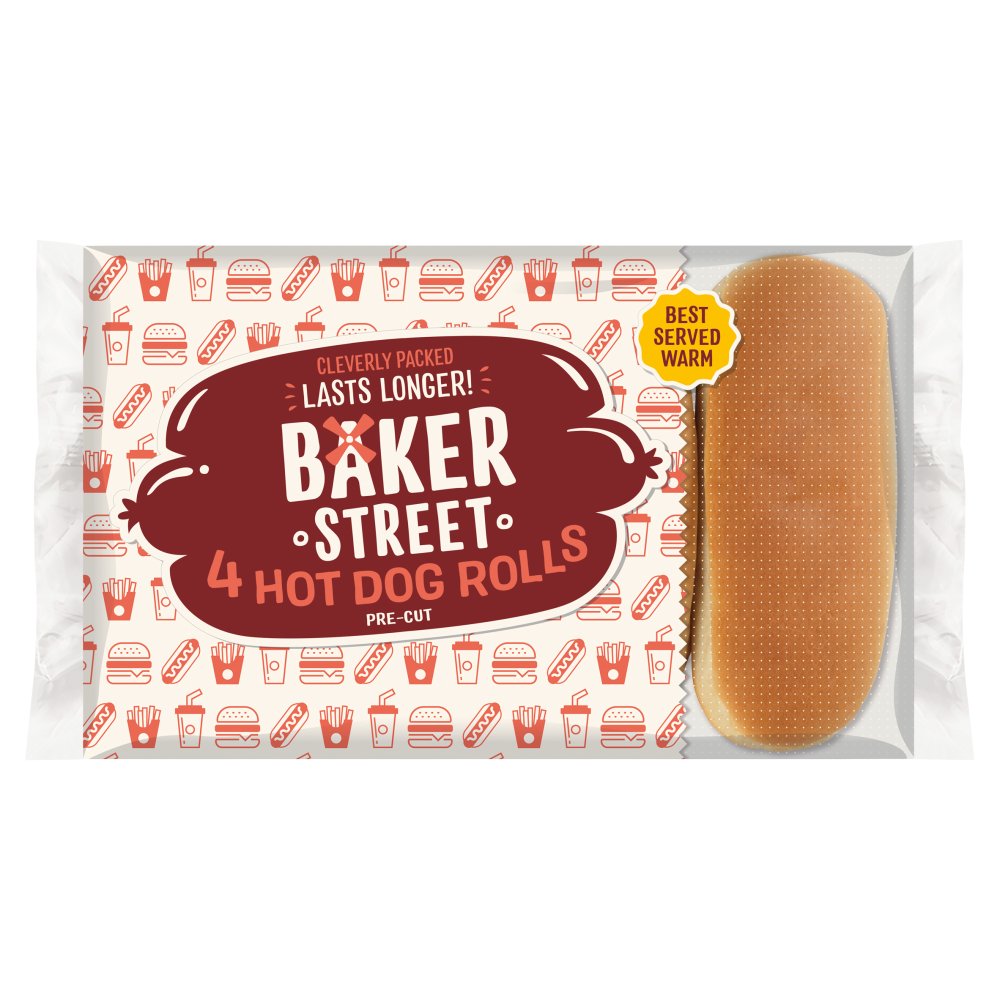 Baker Street 4 Hot Dog Rolls Pre-Cut (4pk × 8)