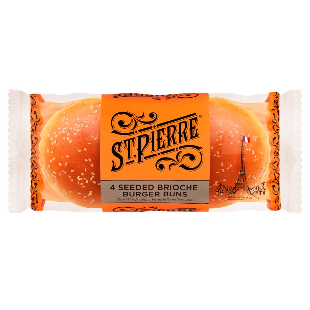 St Pierre 4 Seeded Brioche Burger Buns (4pk × 1)