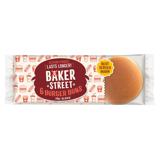 Baker Street 6 Burger Buns Pre-Sliced (6pk × 8)