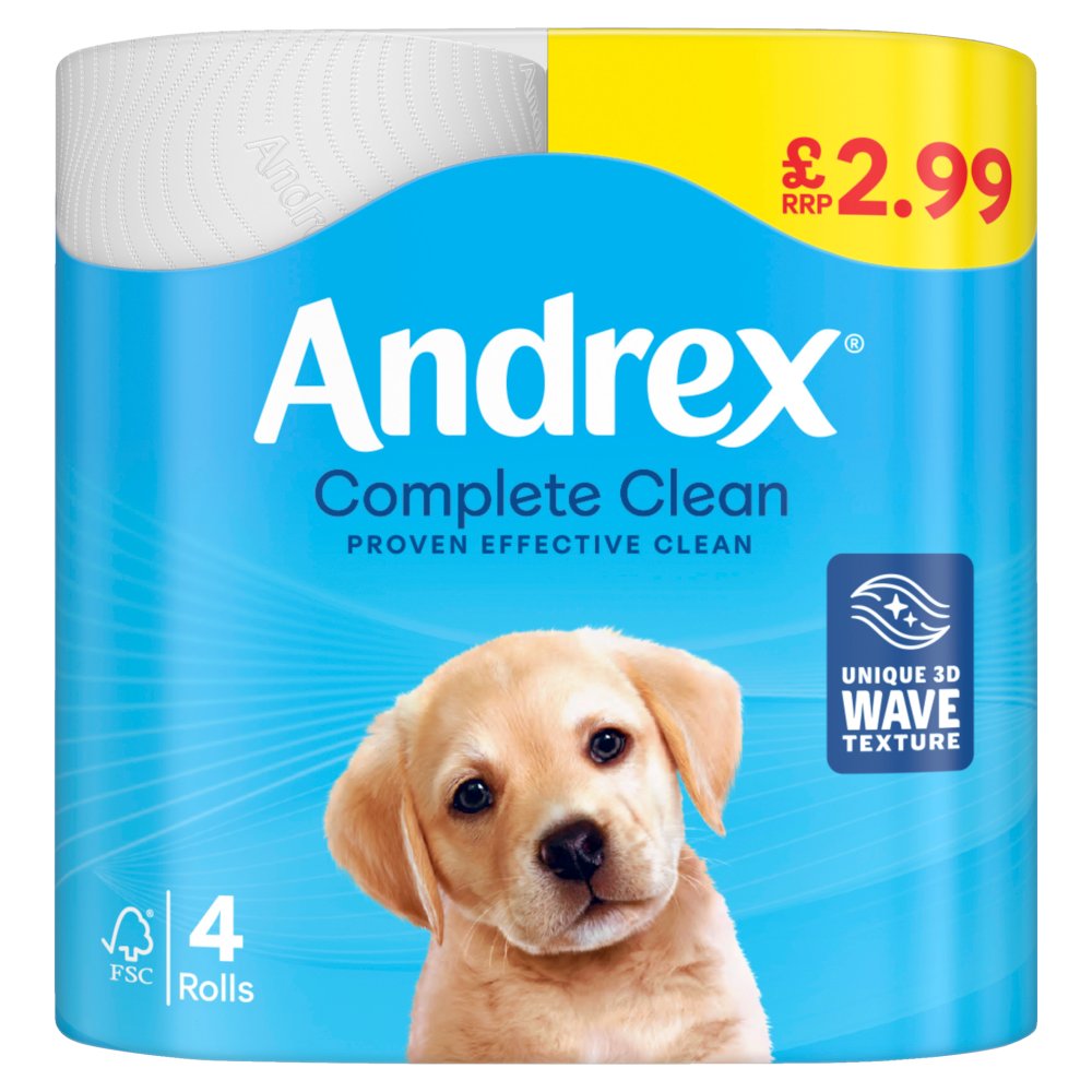 Andrex Complete Clean Toilet Tissues 4 Rolls PMP £2.99 (4Roll × 6 × 1)