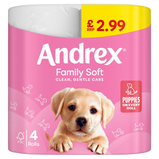 Andrex Family Soft Toilet Tissue Standard 4 Rolls £2.99 PMP (4Roll × 6 × 1)