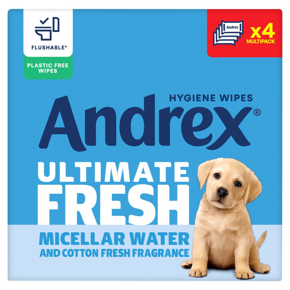 Andrex Classic Clean Flushable Wipes 4 Pack x 36 sheets (36s × 4 × 3)