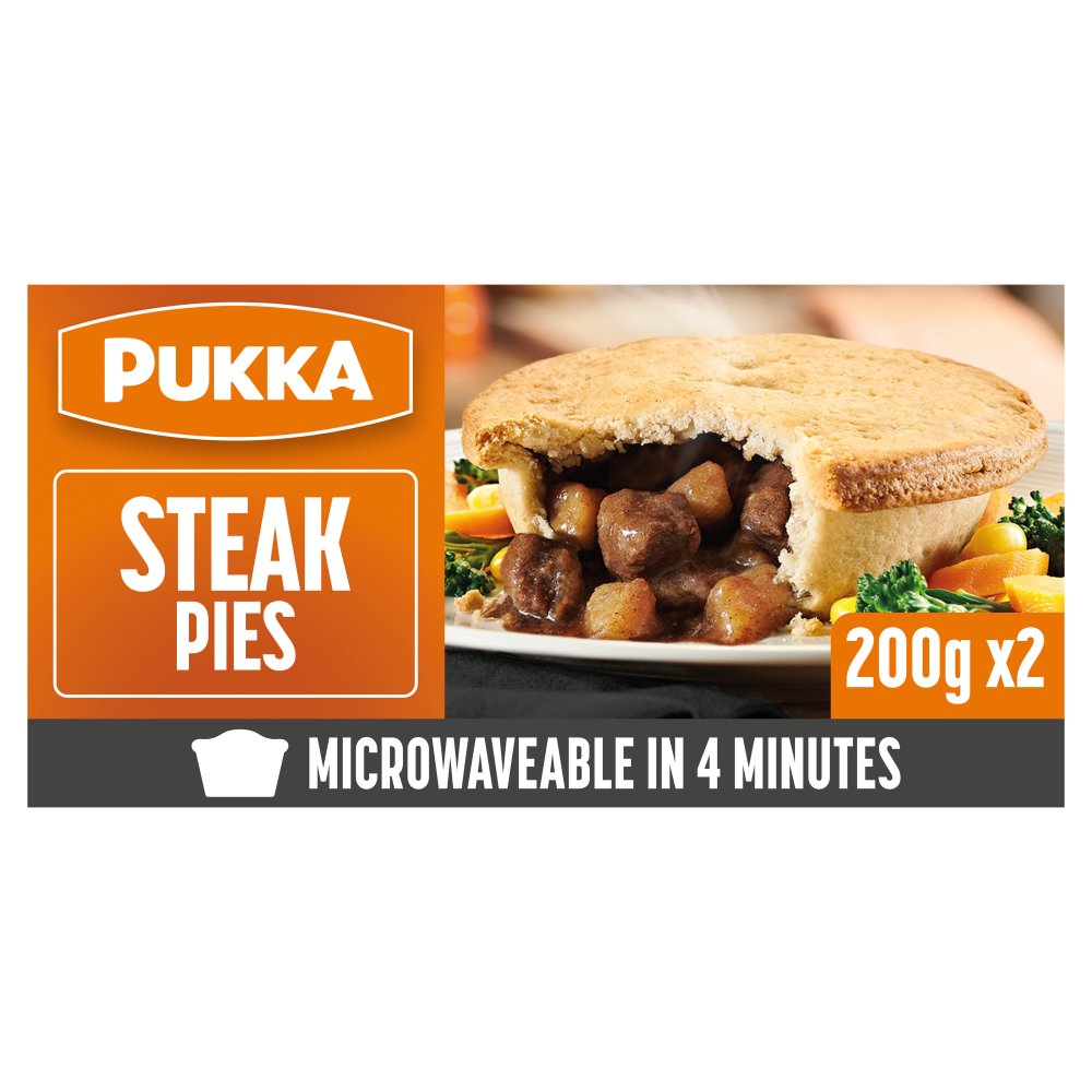 Pukka Steak Microwaveable Shortcrust Pies (2pk × 8)