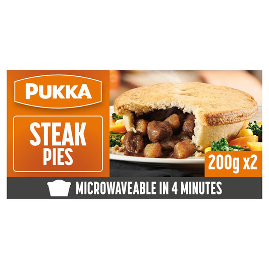 Pukka Steak Microwaveable Shortcrust Pies (2pk × 8)