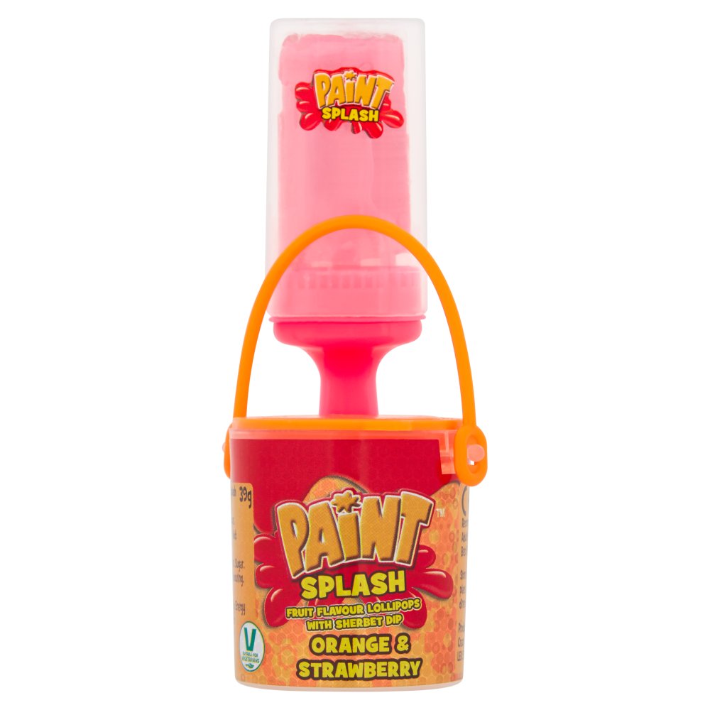 Paint Splash Fruit Flavour Lollipops with Sherbet Dip Orange & Strawberry (39g × 12 × 12)