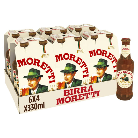 Birra Moretti Premium Lager Beer Bottle 4x330ml (330ml × 6 × 1)