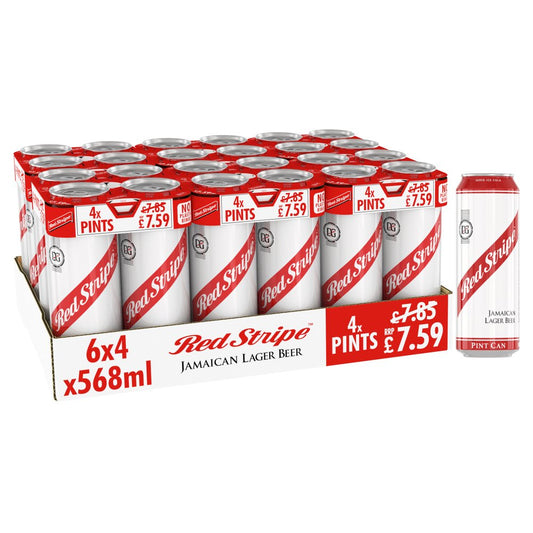 Red Stripe Jamaican Lager Beer Can (568ml × 6 × 1)