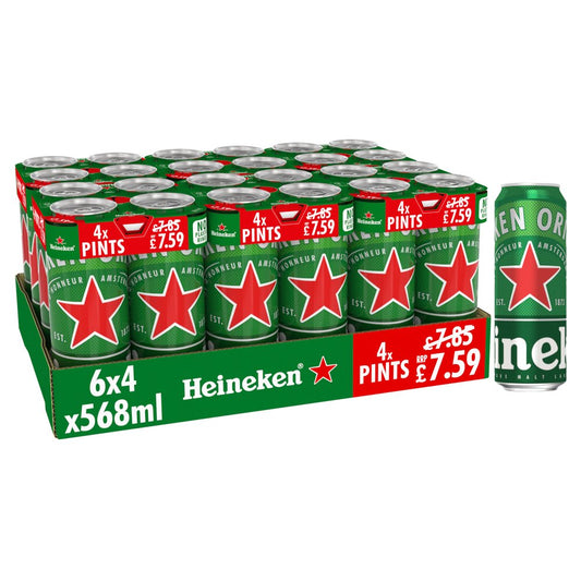 Heineken Premium Lager Beer Pint Can  (568ml × 6 × 1)