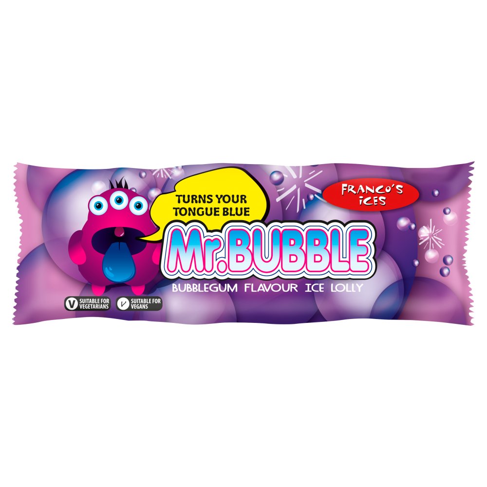 Franco's Ices Mr. Bubble Bubblegum Flavour Ice Lolly (70ml × 30 × 1)