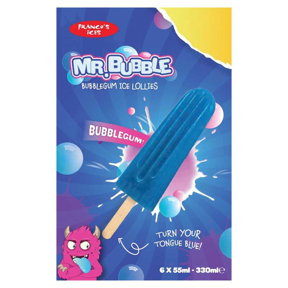 Franco's Ices Mr. Bubble Bubblegum Ice Lollies (6pk × 1)