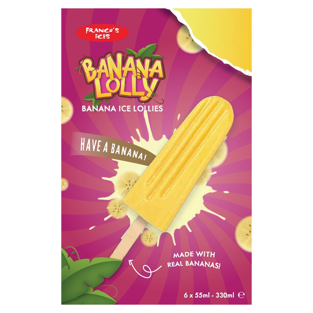 Franco's Ices Banana Lolly Banana Ice Lollies (6pk × 10)