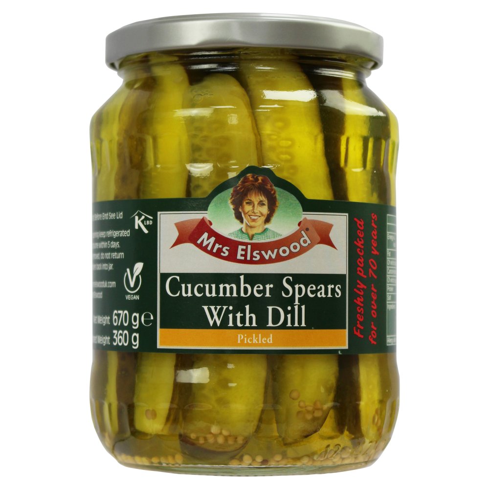 Mrs Elswood Cucumber Spears with Dill Pickled (670g × 6 × 1)