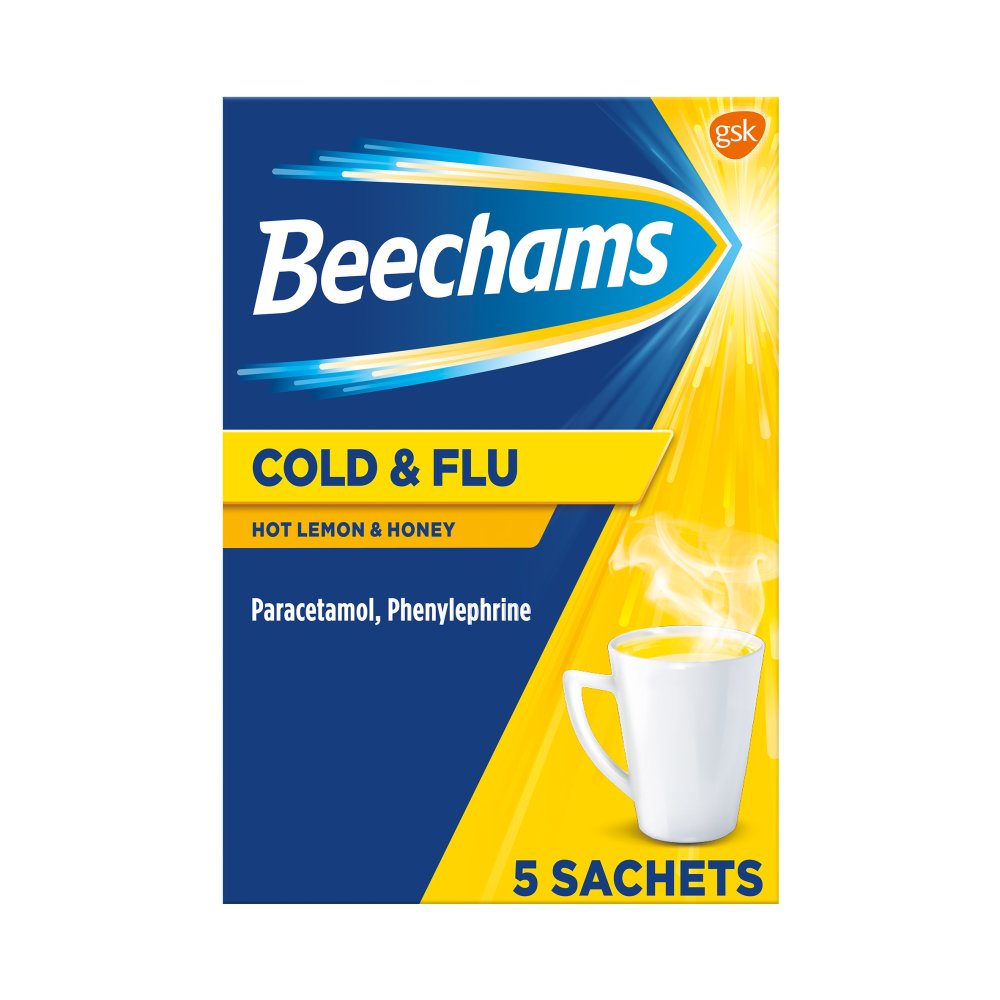 Beechams Cold & Flu Hot Lemon & Honey 5 Sachets (5s × 6 × 1)