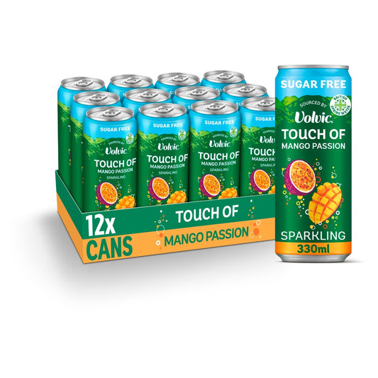 Touch of Mango Passion Sparkling Sugar Free Flavoured Water by Volvic (330ml × 12 × 1)