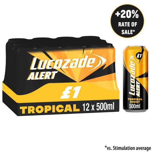 Lucozade Alert Tropical Burst Energy Drink  £1 PMP (500ml × 12 × 1)