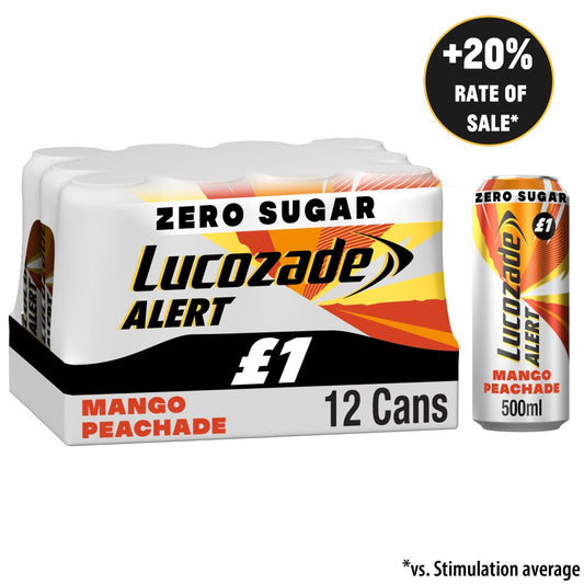 Lucozade Alert Zero Mango & Peach Caffeine Energy Drink  £1 PMP (500ml × 12 × 1)