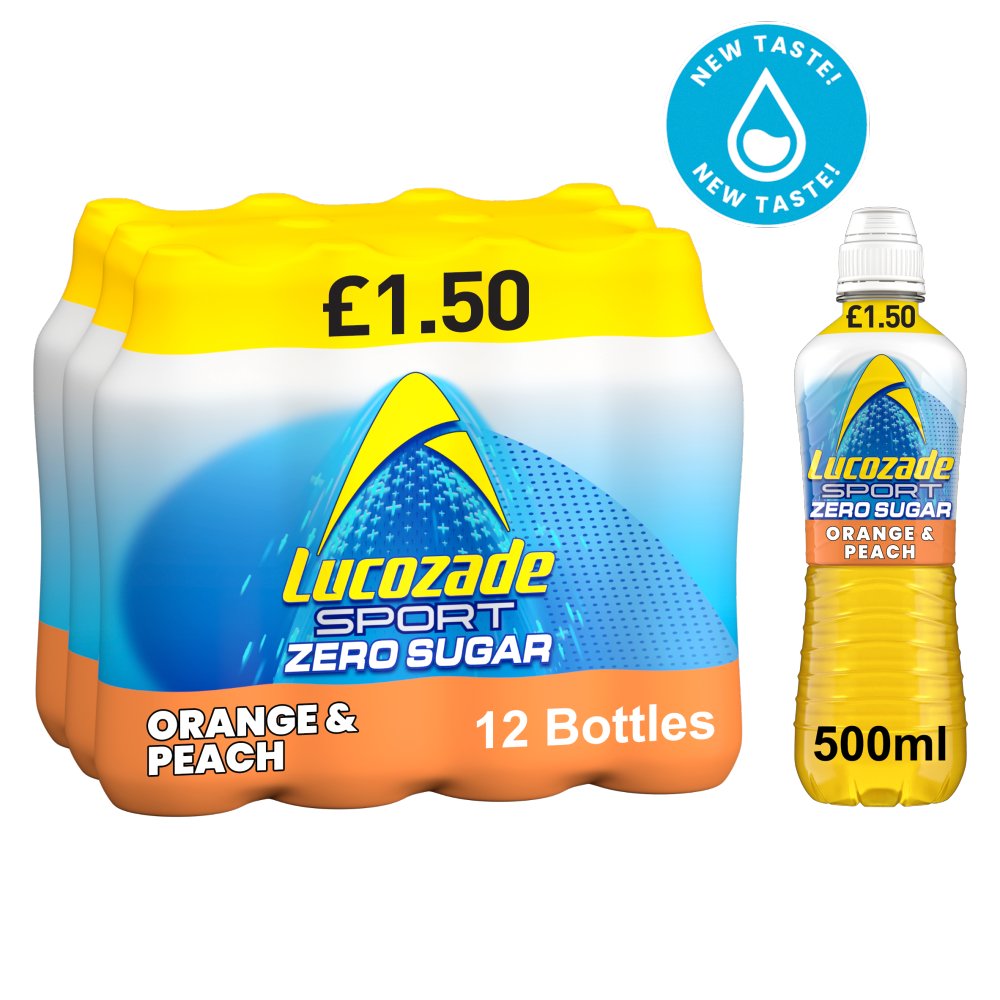 Lucozade Sport Drink Zero Sugar Orange & Peach  PMP £1.50 (500ml × 12 × 1)