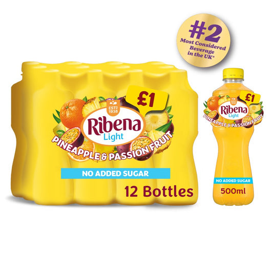 Ribena Pineapple and Passion Fruit Juice Drink No Added Sugar  PMP £1 (500ml × 12 × 1)