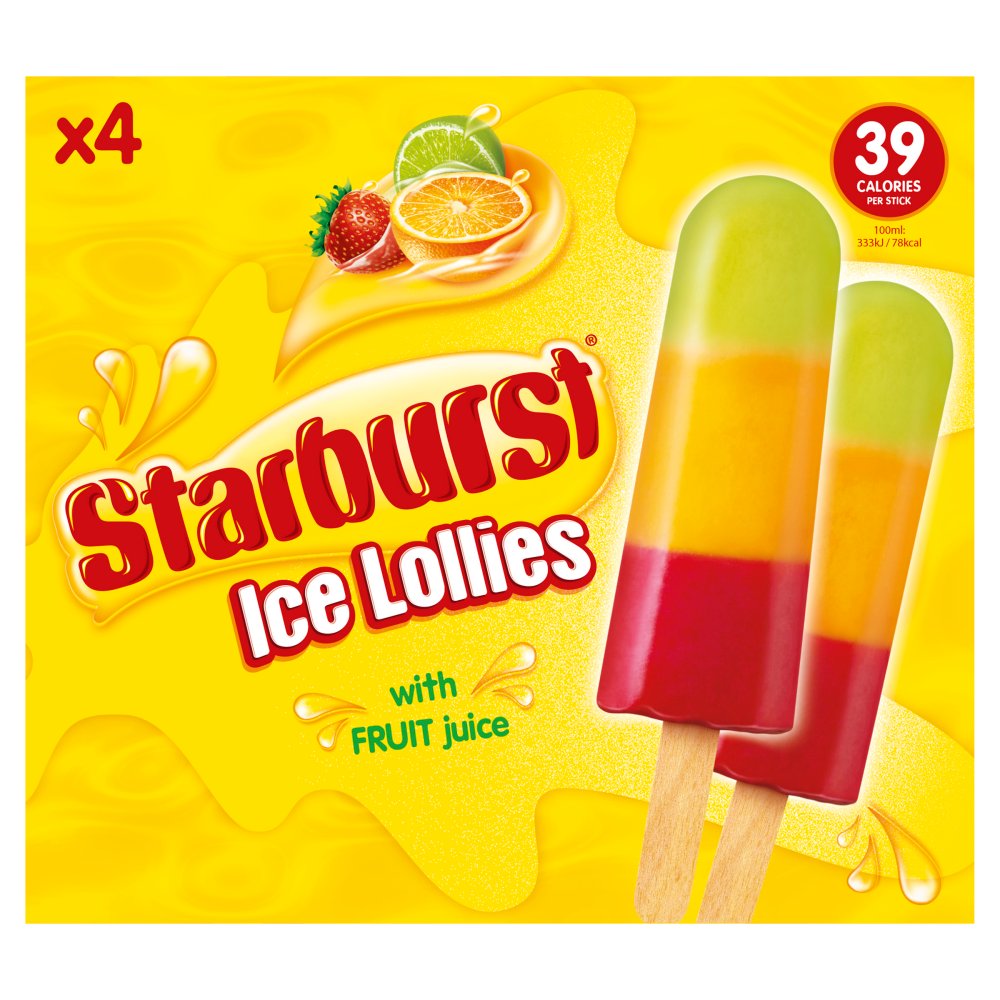 Starburst Ice Lollies with Fruit Juice (4pk × 10)