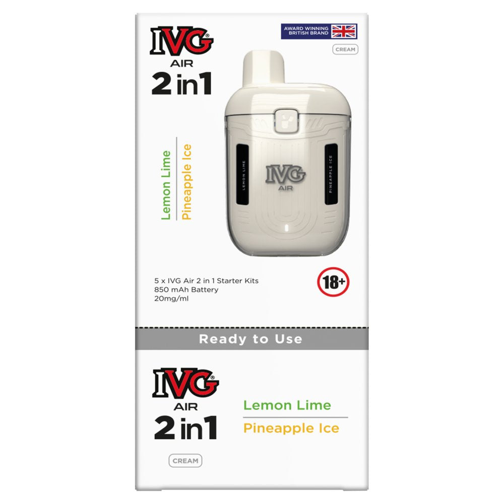 IVG Air 2 in 1 Cream Lemon Lime, Pineapple Ice Pods (4ml × 5 × 1)