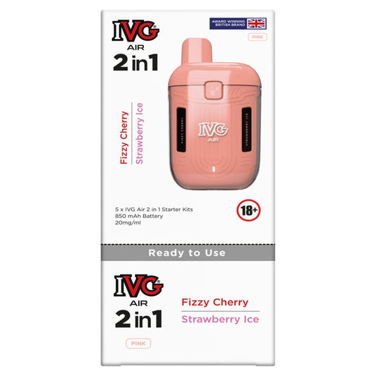 IVG Air Pink Fizzy Cherry, Strawberry Ice 2 in 1 Pods (4ml × 5 × 1)