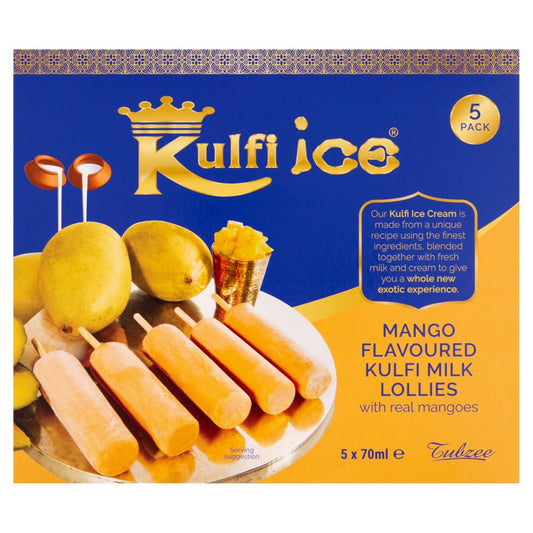 Kulfi Ice Mango Flavoured Kulfi Milk Lollies (5X70ml × 6)