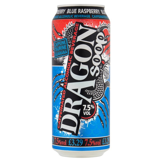 Dragon Soop Caffeinated Alcoholic Beverage Blue Rasberry 500ml (500ml × 8 × 1)