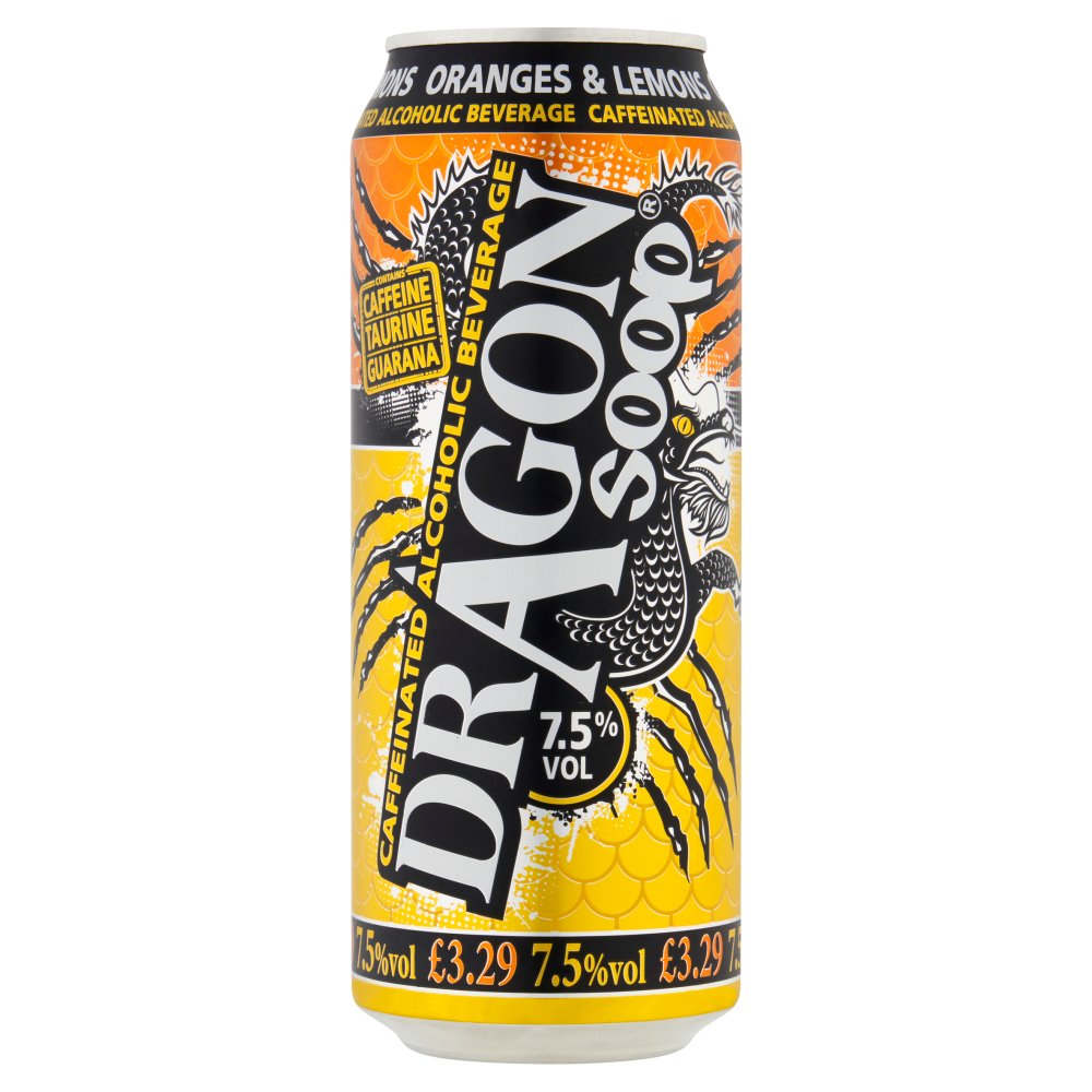 Dragon Soop Caffeinated Alcoholic Beverage Oranges & Lemons 500ml (500ml × 8 × 1)