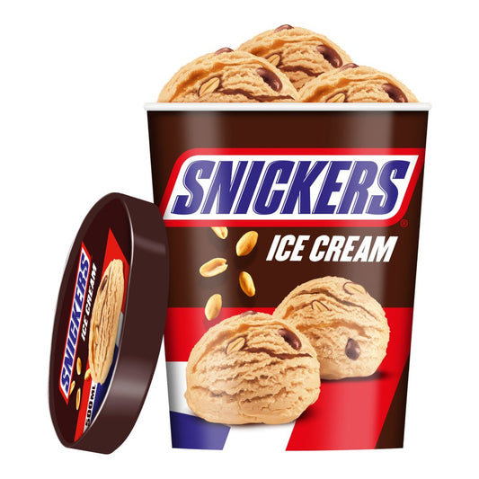 Snickers Chocolate Peanut Ice Cream Tub (500ml × 8)