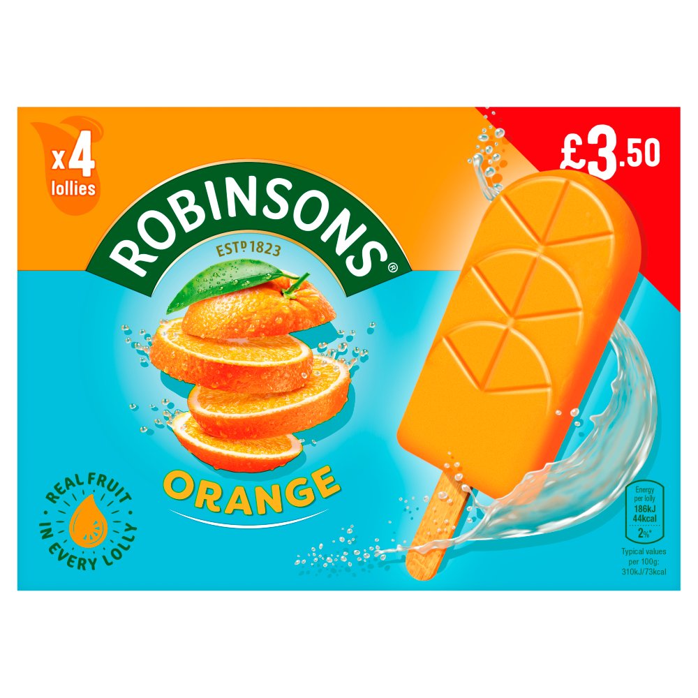 Robinsons Orange Lollies (4pk × 12)