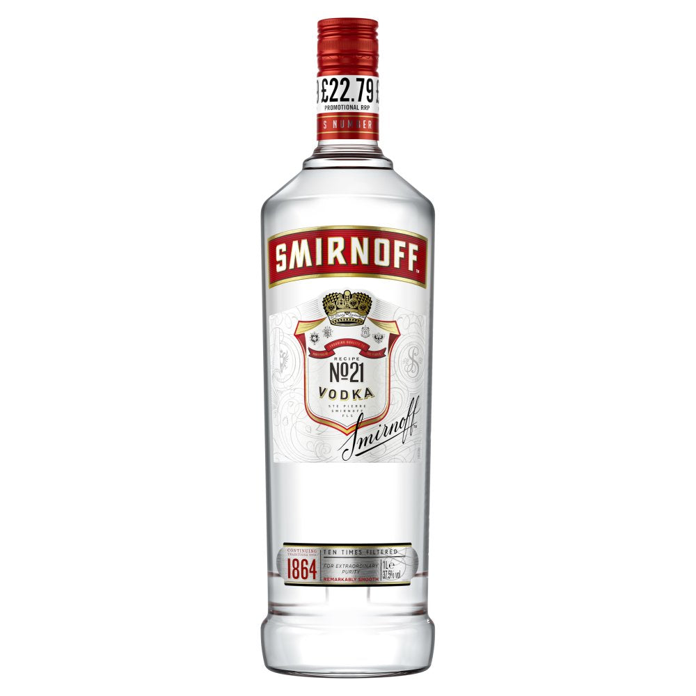 Smirnoff No. 21 Vodka 37.5% vol 1L Bottle PMP £22.79 (1Ltr × 1)