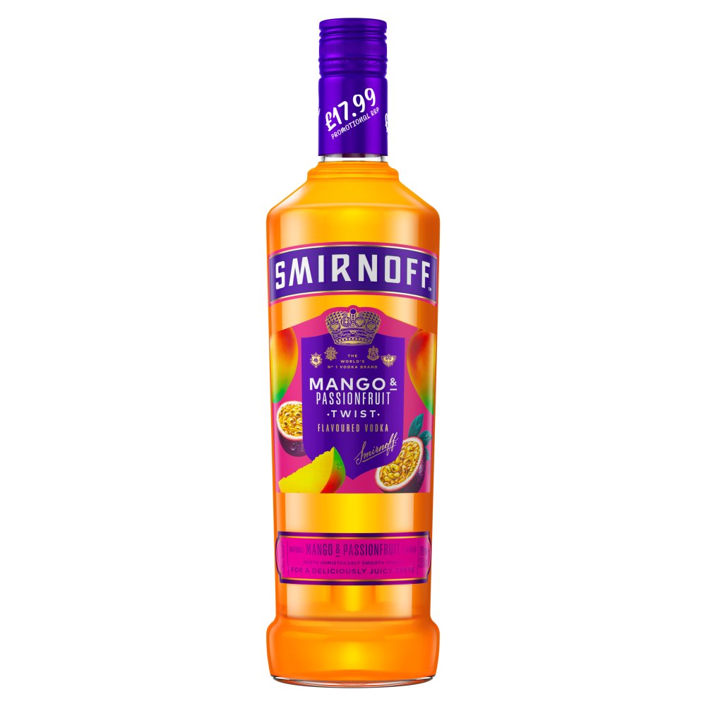 Smirnoff Mango & Passionfruit Twist Flavoured Vodka 37.5% 70cl Bottle PMP £17.99 (70Cl × 6)