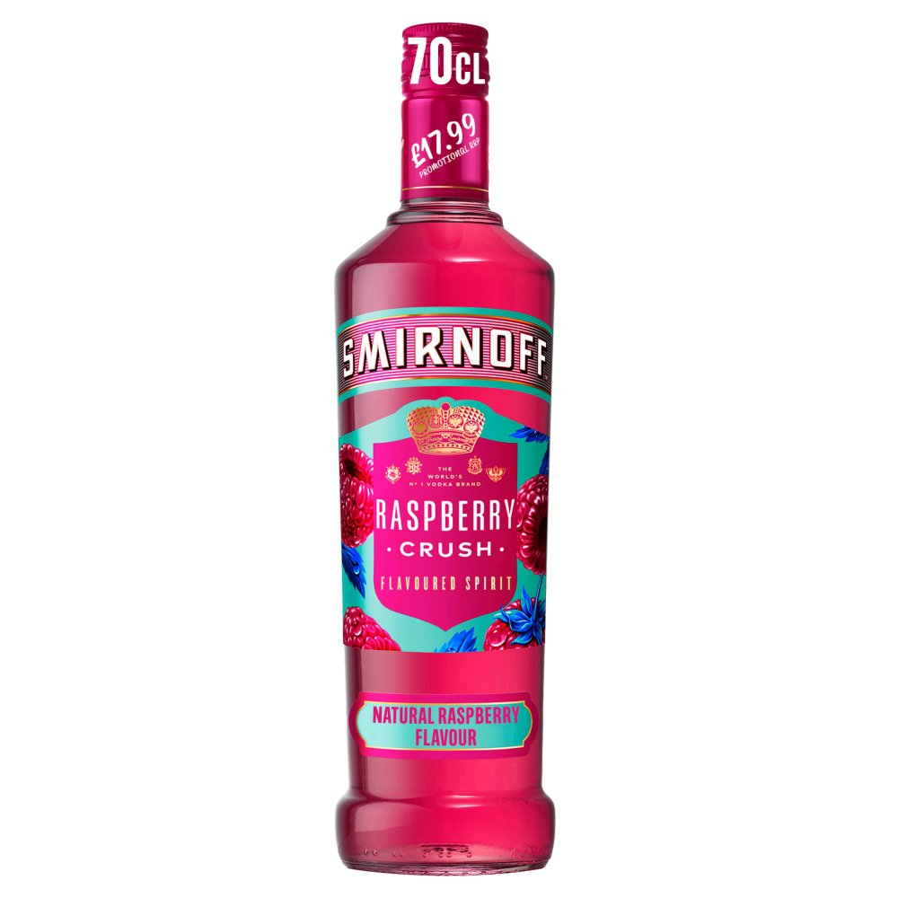 Smirnoff Raspberry Crush Vodka Based Flavoured Spirit Drink 35% vol 70cl PMP £17.99 (70Cl × 6)