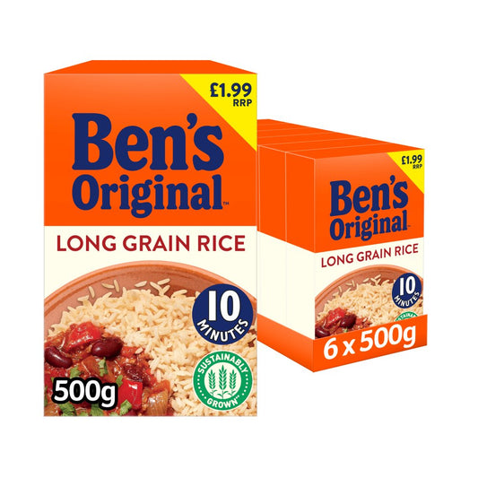 Bens Original PMP £1.99 Long Grain Rice (500g × 6 × 1)