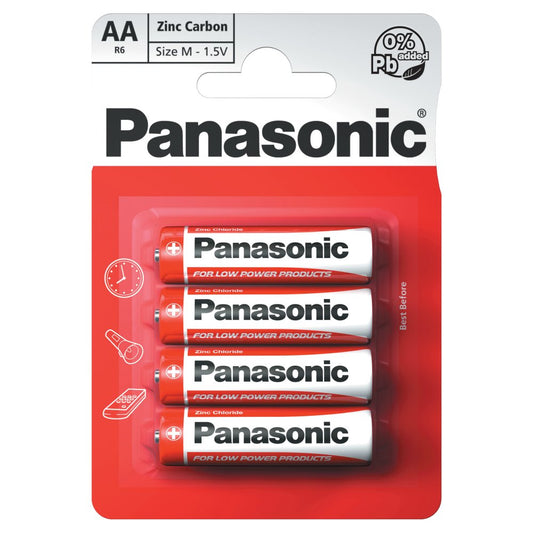 Panasonic AA 1.5V Zinc Carbon Batteries x 4pk (Pack × 12 × 1)