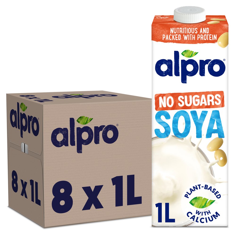 Alpro No Sugars Soya (1Ltr × 8)