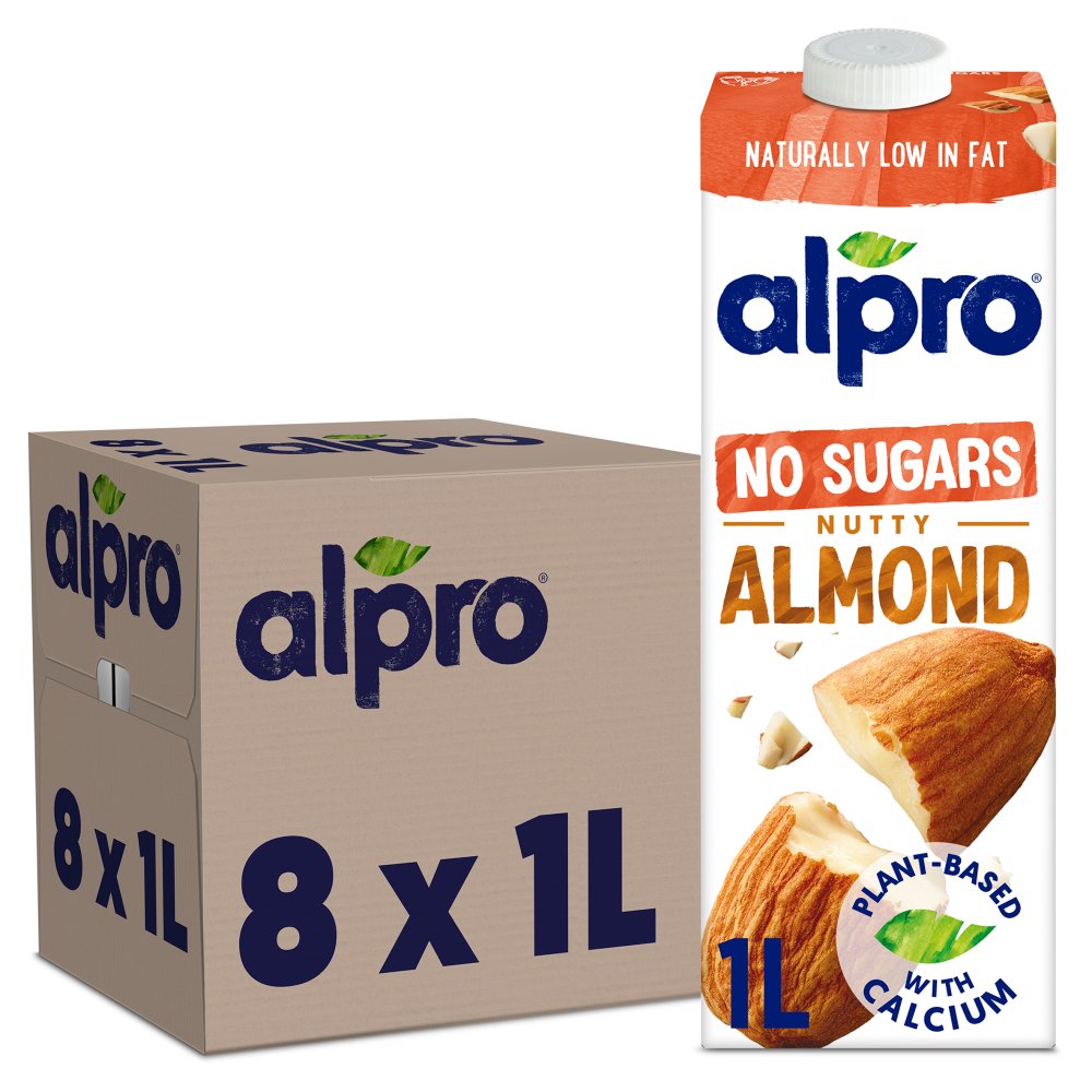 Alpro No Sugars Nutty Almond (1Ltr × 8)