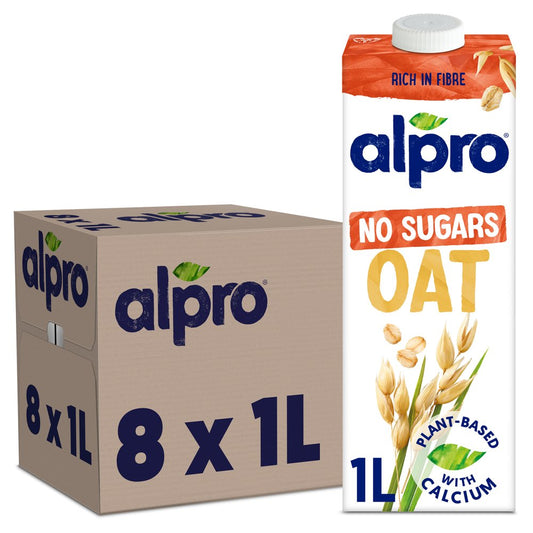 Alpro No Sugars Oat (1Ltr × 8)