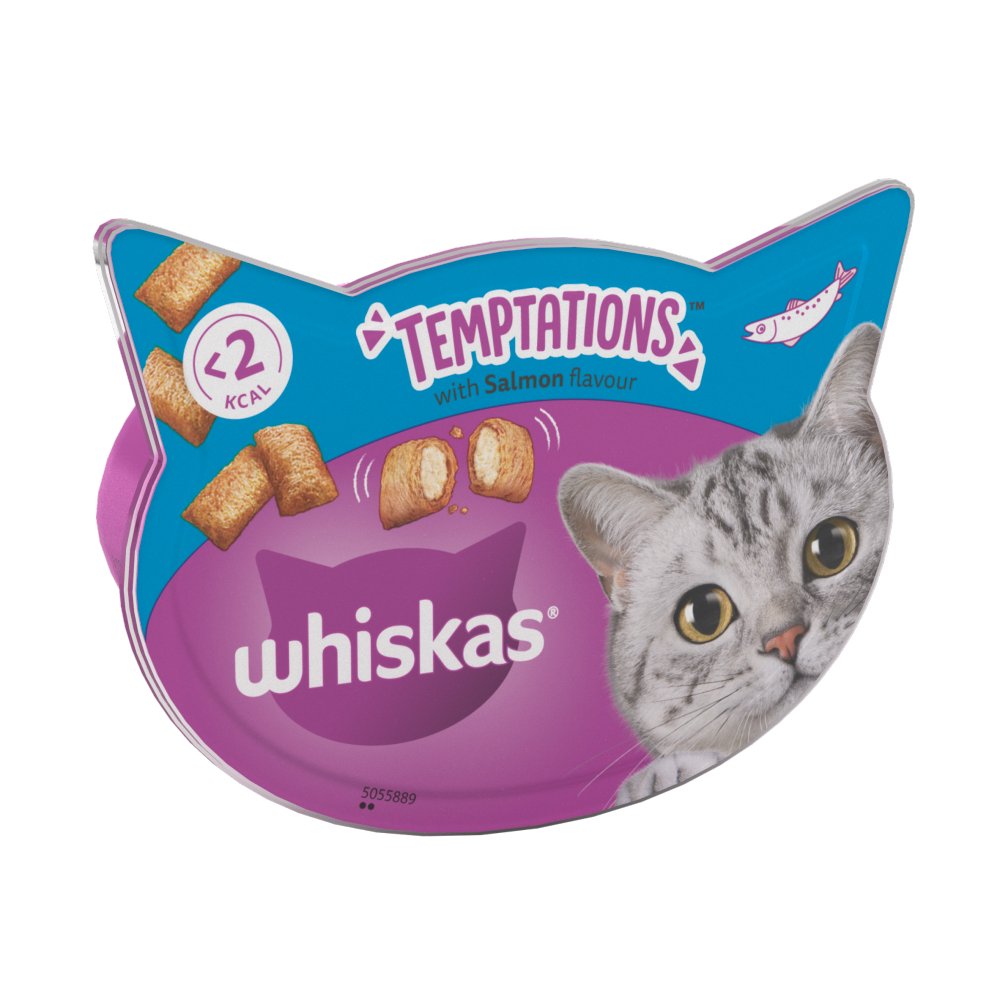 Whiskas Temptations Adult Cat Treats with Salmon Flavour (60g × 8 × 1)