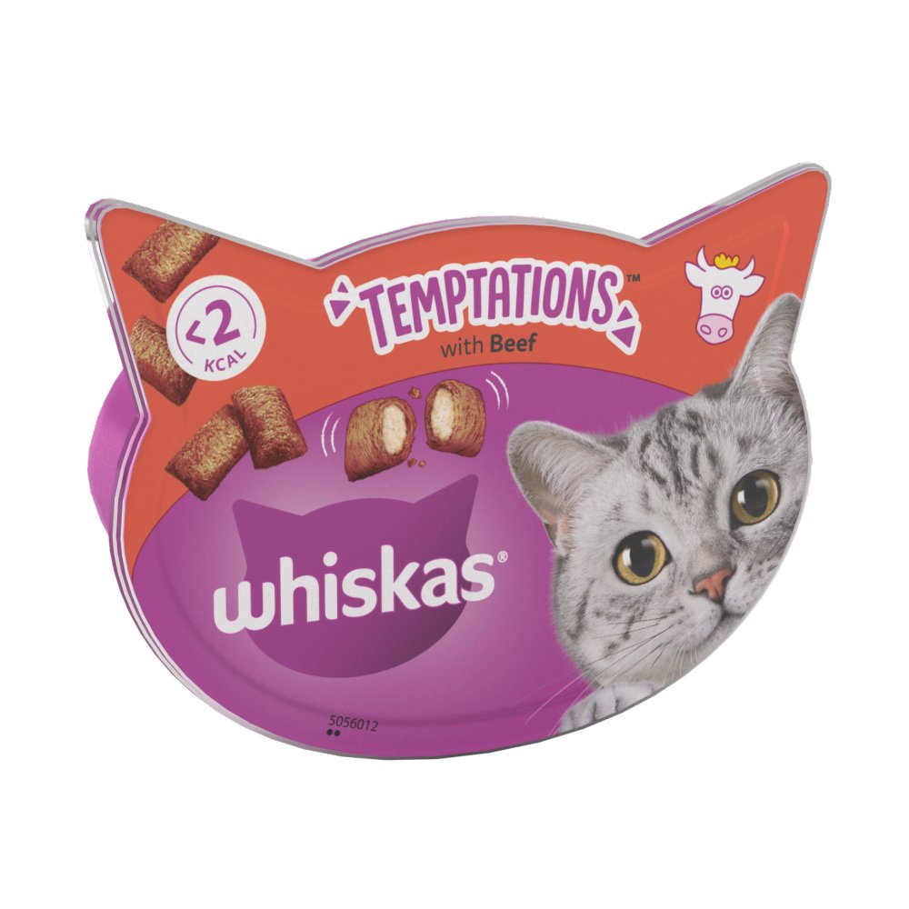 Whiskas Temptations Adult Cat Treats with Beef (60g × 8 × 1)