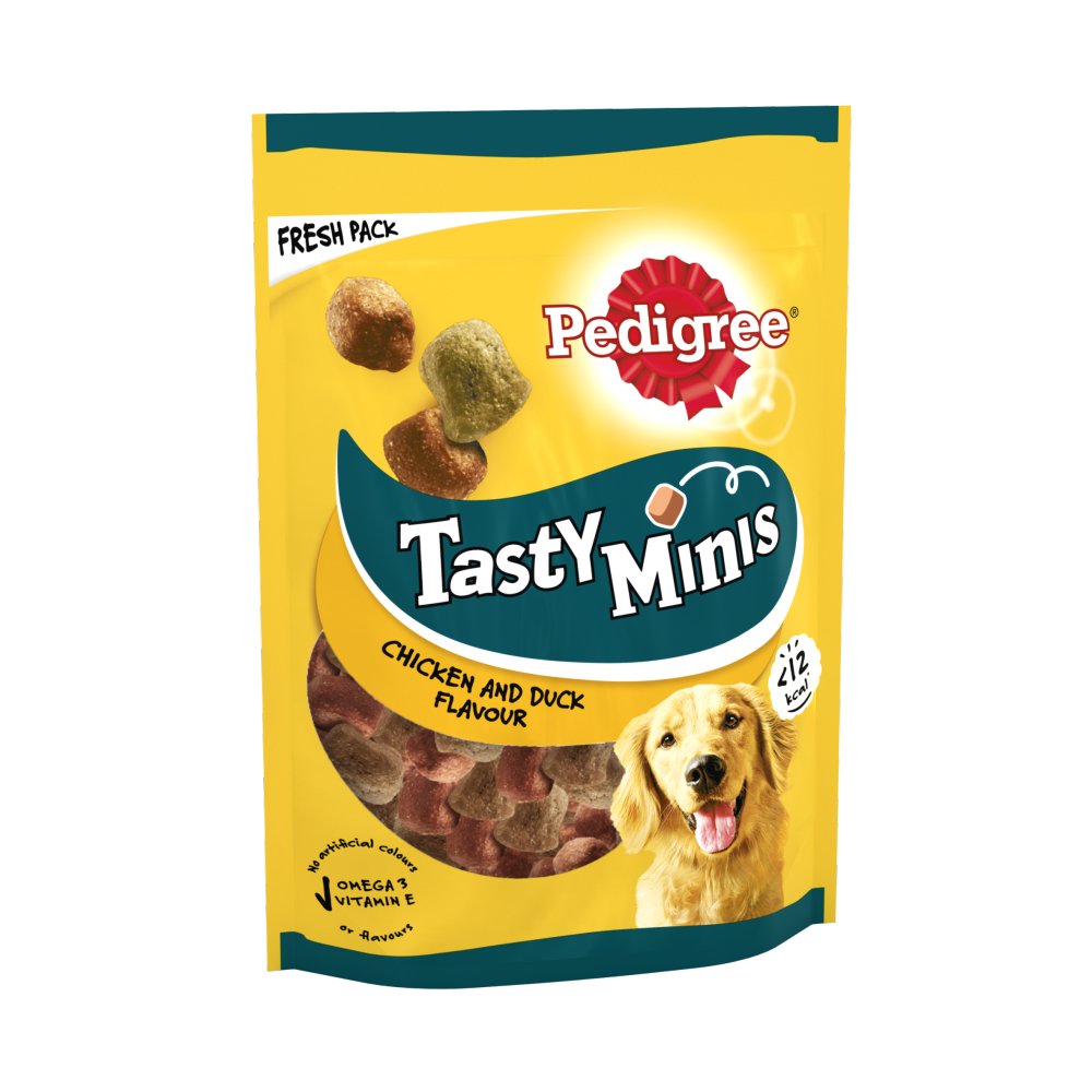 Pedigree Tasty Minis Adult Dog Treats Chicken & Duck Chewy Cubes (130g × 8 × 1)