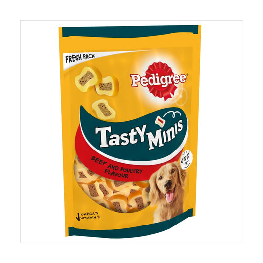 Pedigree Tasty Minis Adult Dog Treats Beef & Poultry Chewy Slices (155g × 8 × 1)