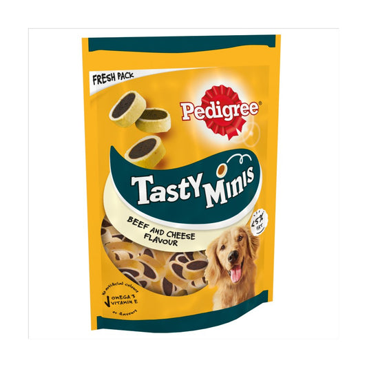 Pedigree Tasty Minis Adult Dog Treats Cheese & Beef Nibbles (140g × 8 × 1)