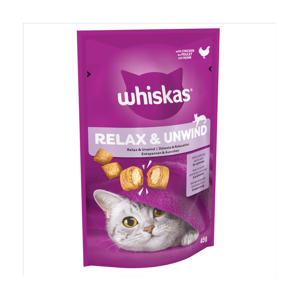 Whiskas Relax & Unwind Adult Cat Treats with Chicken (45g × 8 × 1)