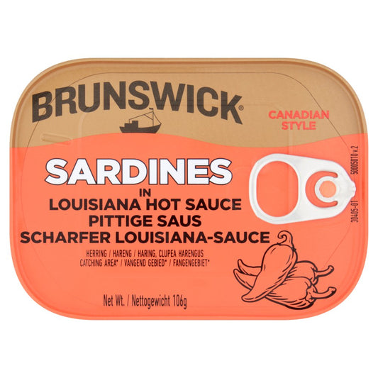 Brunswick Canadian Style Sardines in Louisiana Hot Sauce (106g × 12 × 1)